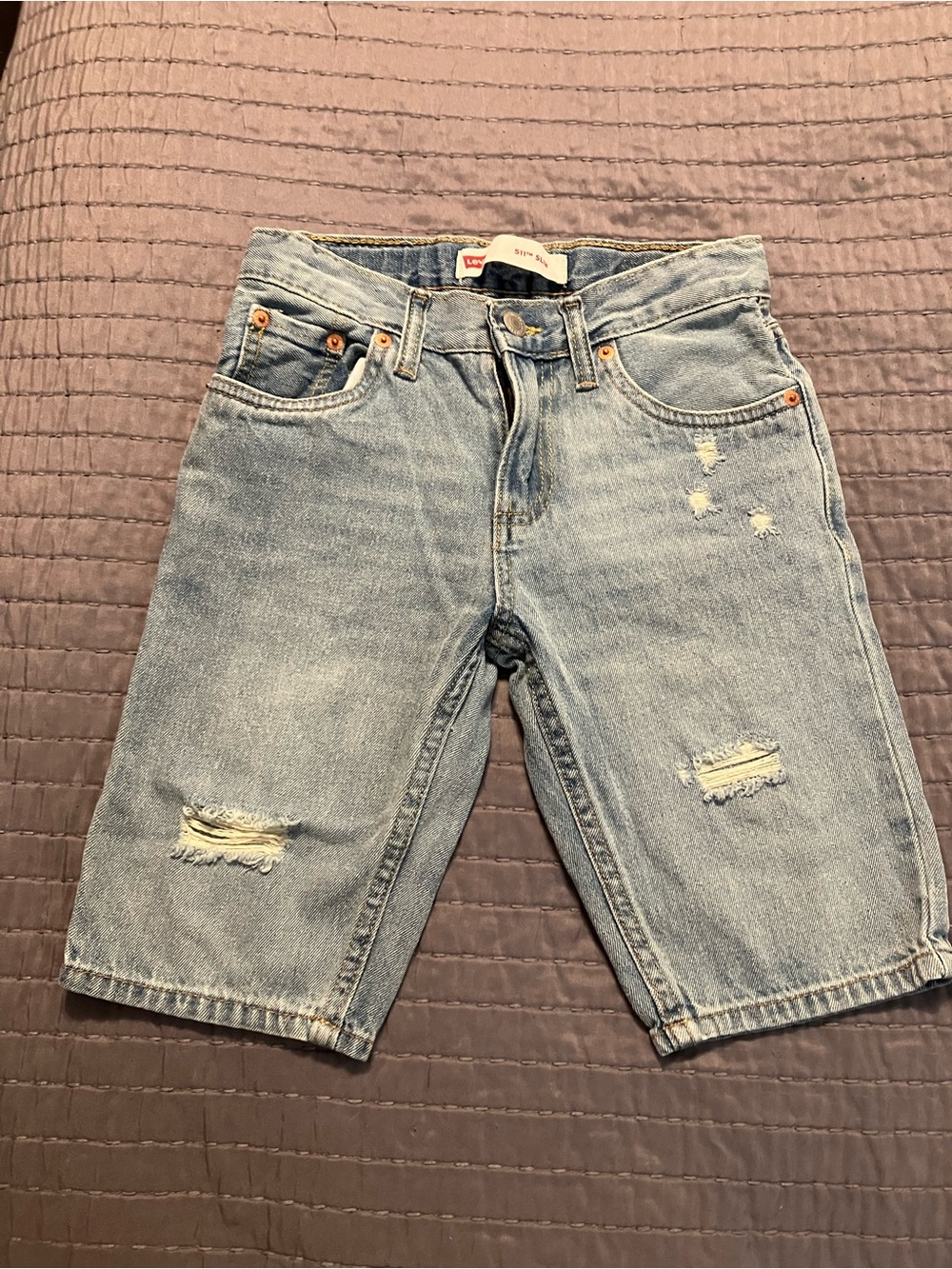 Levi's Light Blue Distressed Kids' Denim Shorts